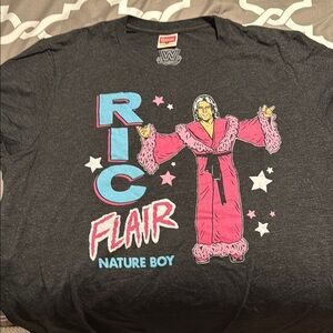 Homage WWE Ric Flair Nature Boy T-Shirt - Gray with Pink and Blue